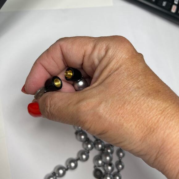 Furla Italy Italian beaded necklace gray and black beads long, wrappable jewelry - Picture 6 of 16